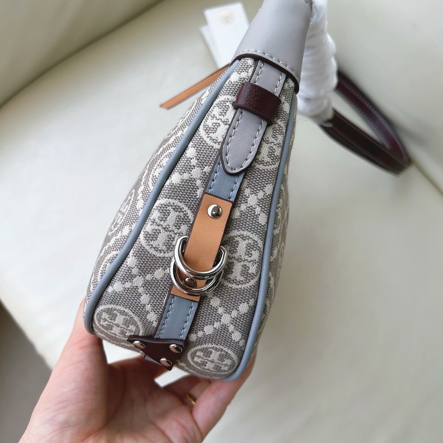 Authentic Tor* Burc* T Monogram Crescent Bag