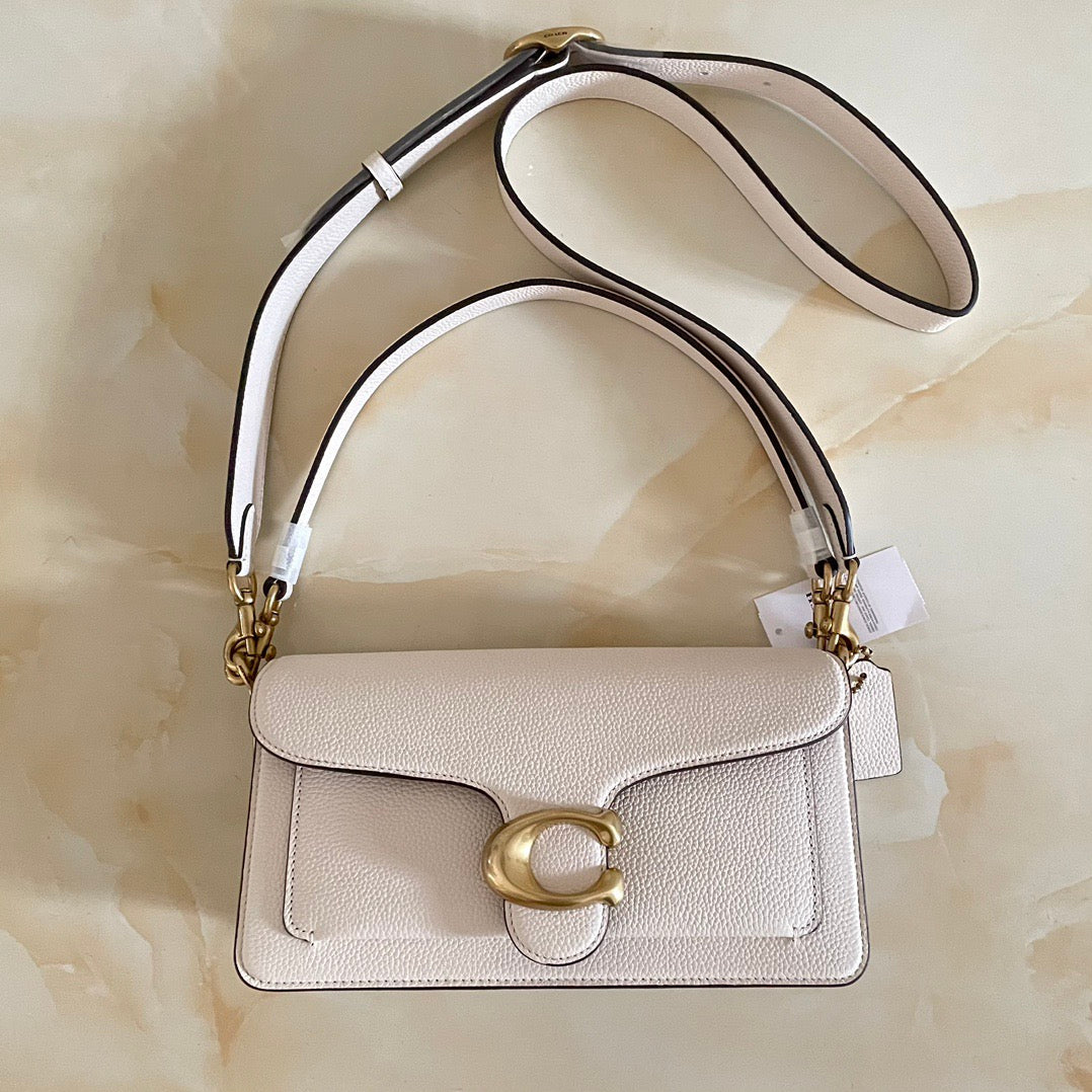 Authentic Coa*h Tabb* Shoulder Bag 26 Brass Chalk