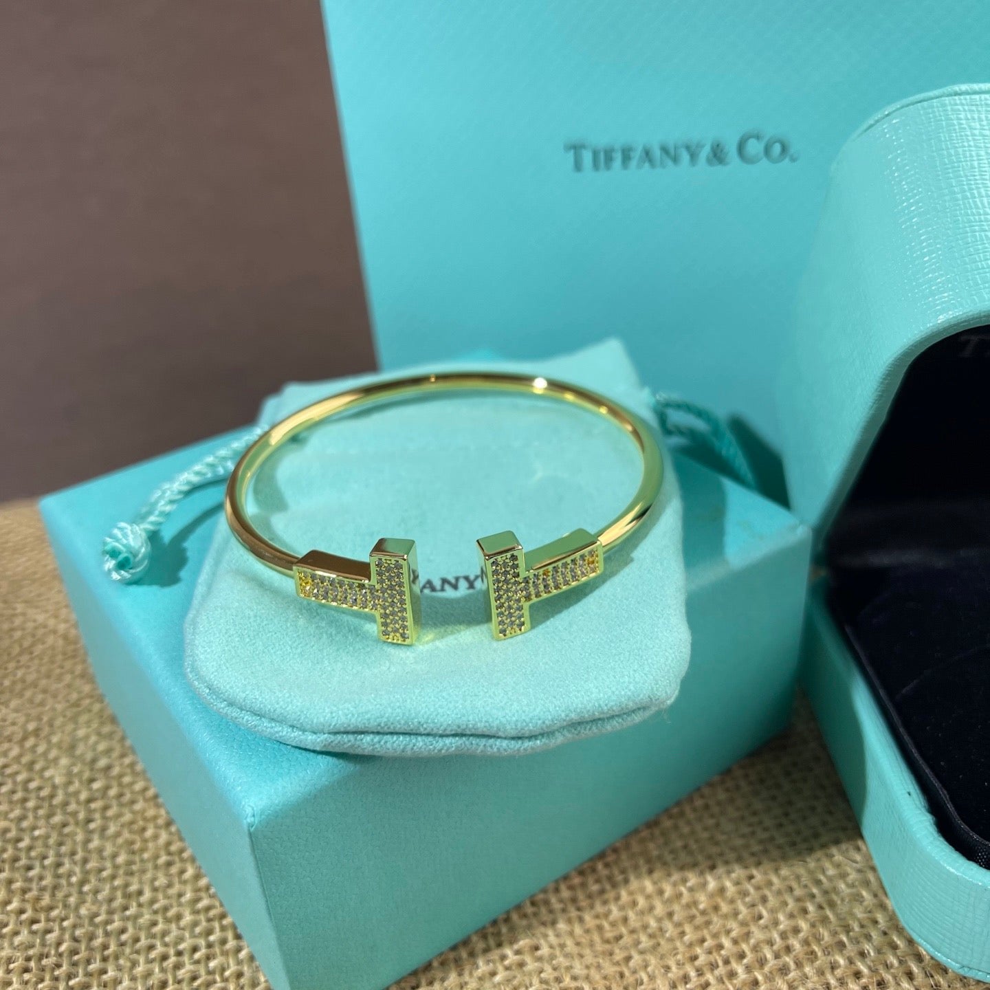 Tiffa*y & C0 Gold Diamond Bangle