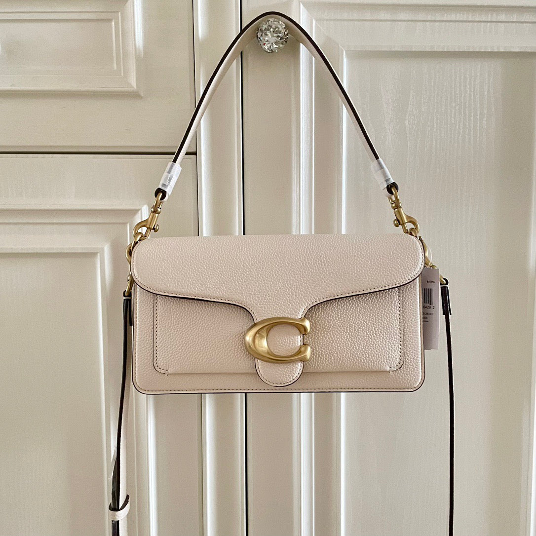 Authentic Coa*h Tabb* Shoulder Bag 26 Brass Chalk