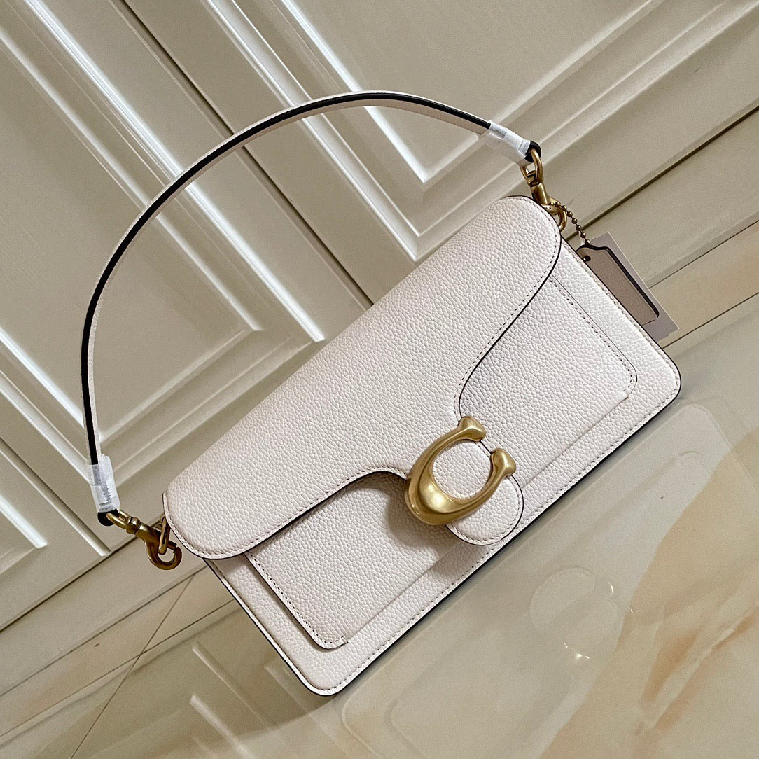 Authentic Coa*h Tabb* Shoulder Bag 26 Brass Chalk