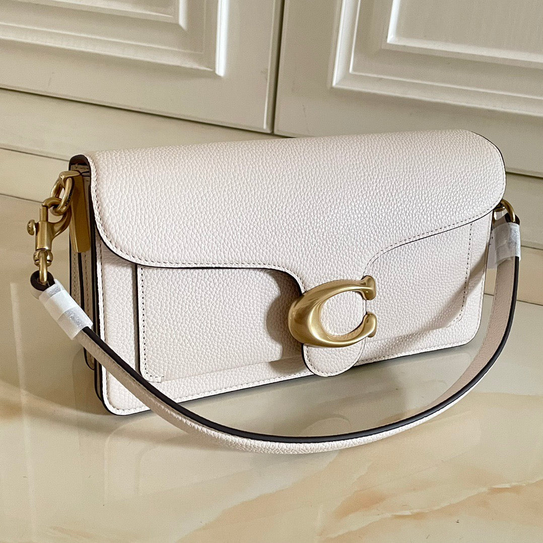 Authentic Coa*h Tabb* Shoulder Bag 26 Brass Chalk