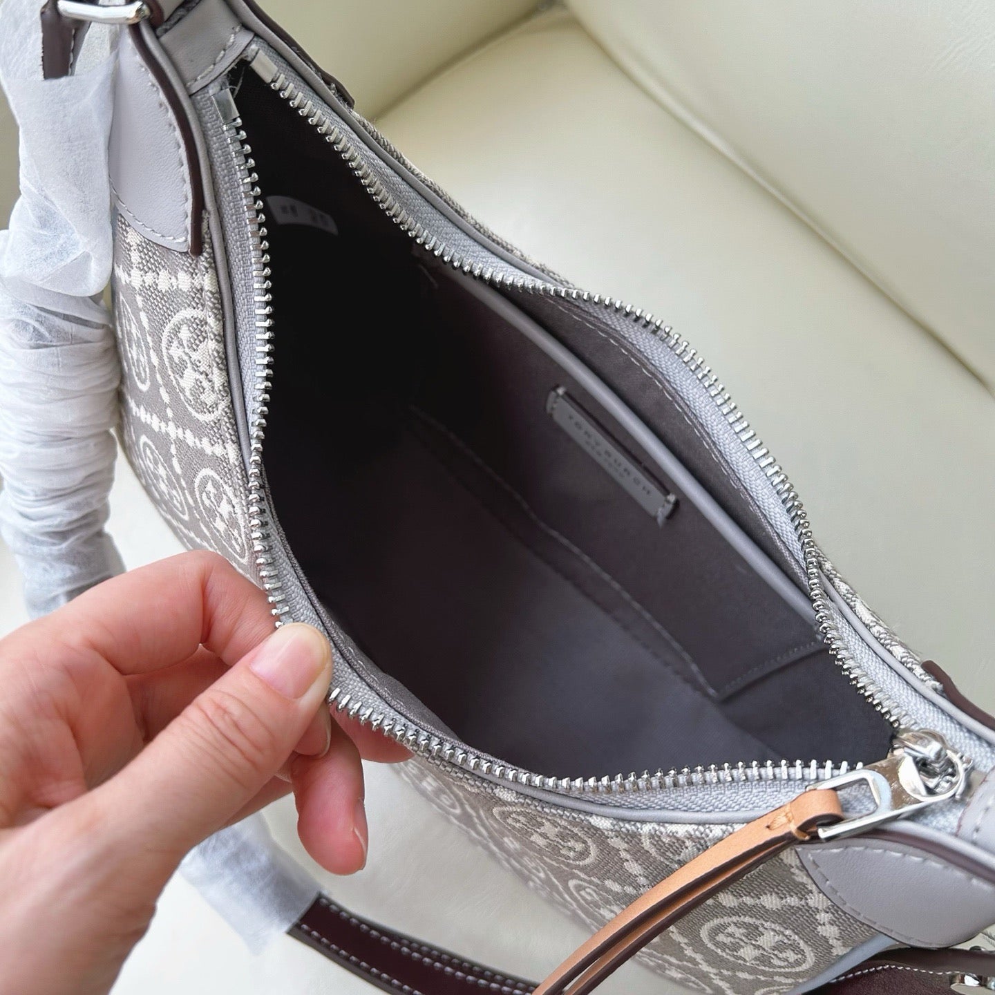 Authentic Tor* Burc* T Monogram Crescent Bag